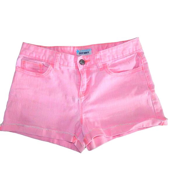OLD NAVY girls size 14 Ember pink cut off denim shorts with adjustable waistband - Picture 1 of 9